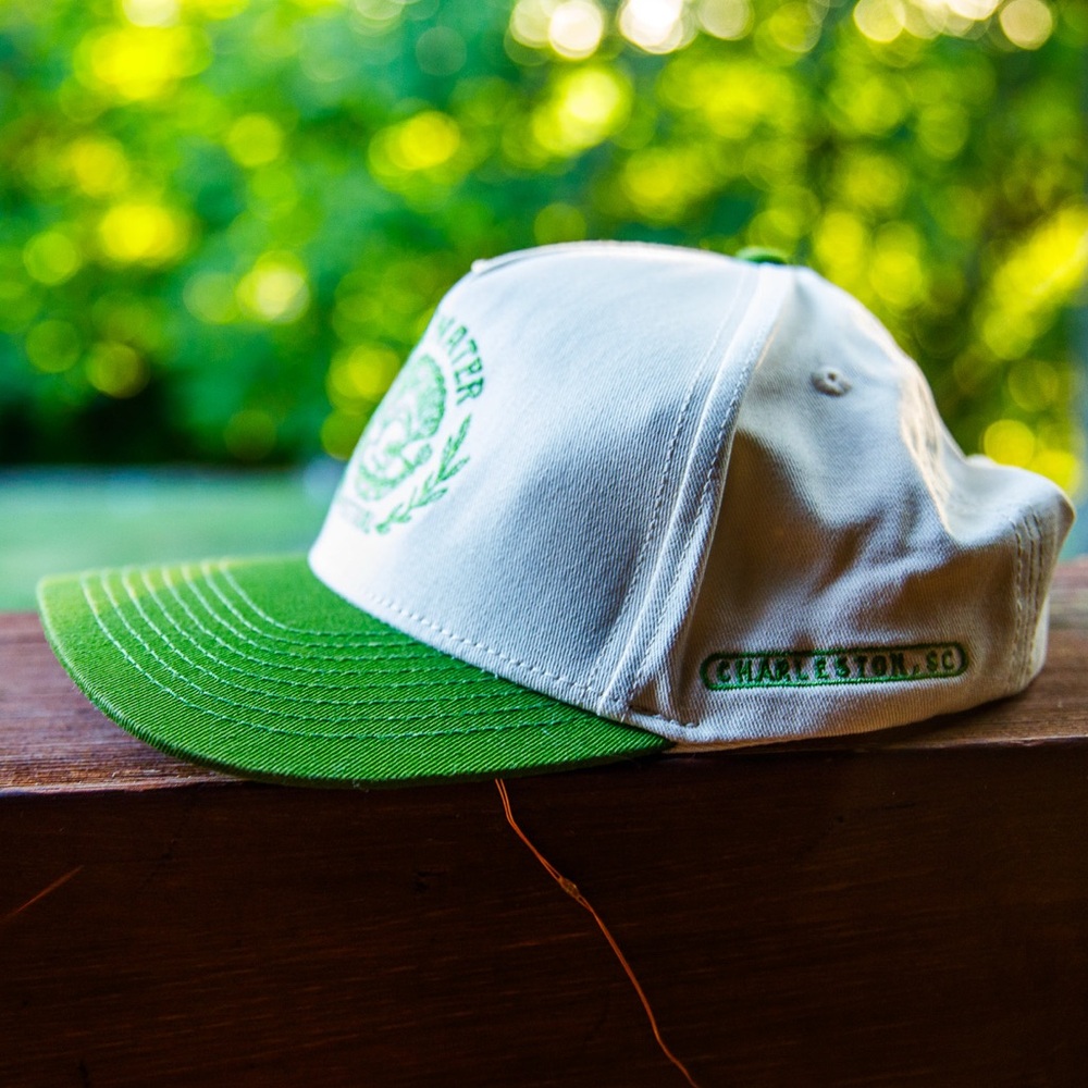 2025 Highwater Music Festival Merch Hat, embroidered green/white skull oyster - Picture 4 of 5